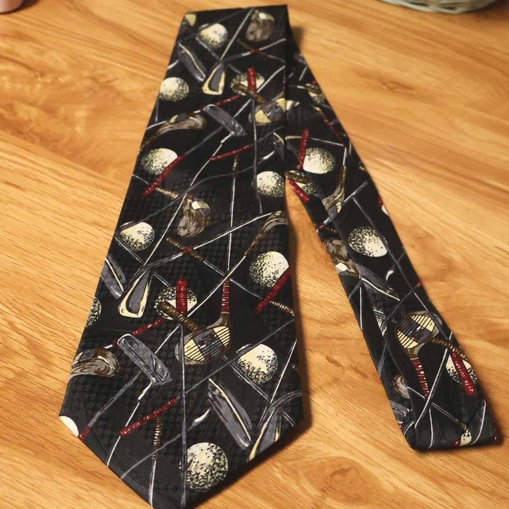 Executive Ties Golf Clubs Balls Necktie Mens Vintage 90s Country Club Career
